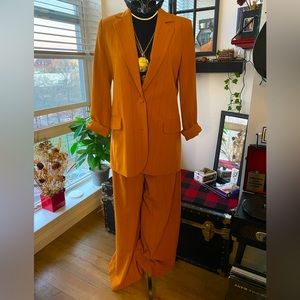 3 Piece Danielle Bernstein Punstripe 3 Piece Suit - tan / brown / camel / black